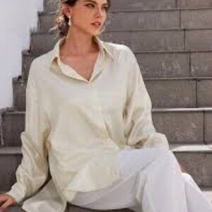 Vintage | Kim Rogers Cream 100% Silk Blouse